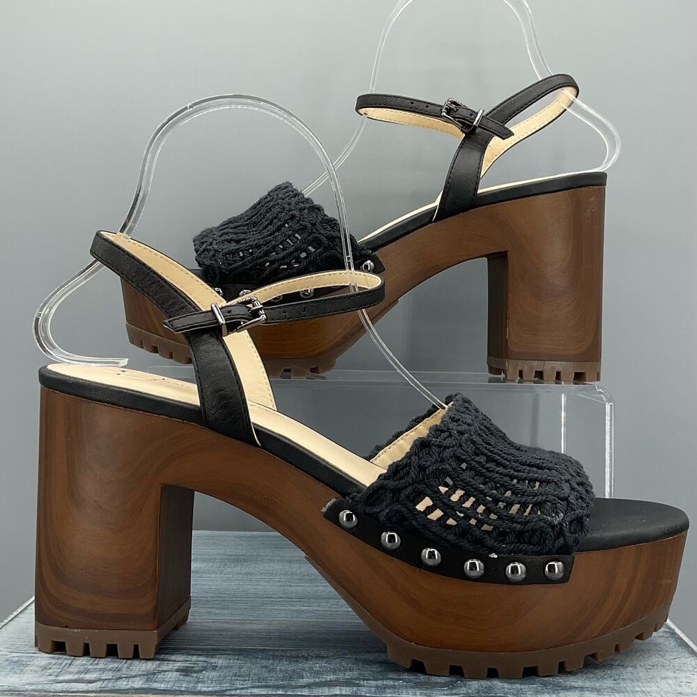 NEW Jessica Simpson Women’s Timia Woven Slingback Platform Sandals Black Size 9M